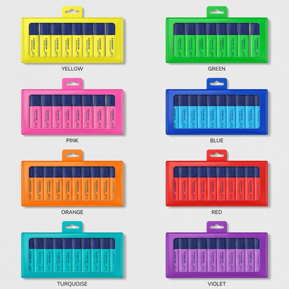 Matrix of eight Staedtler Textsurfer Classic highlighter wallets in different, distinct colors.
