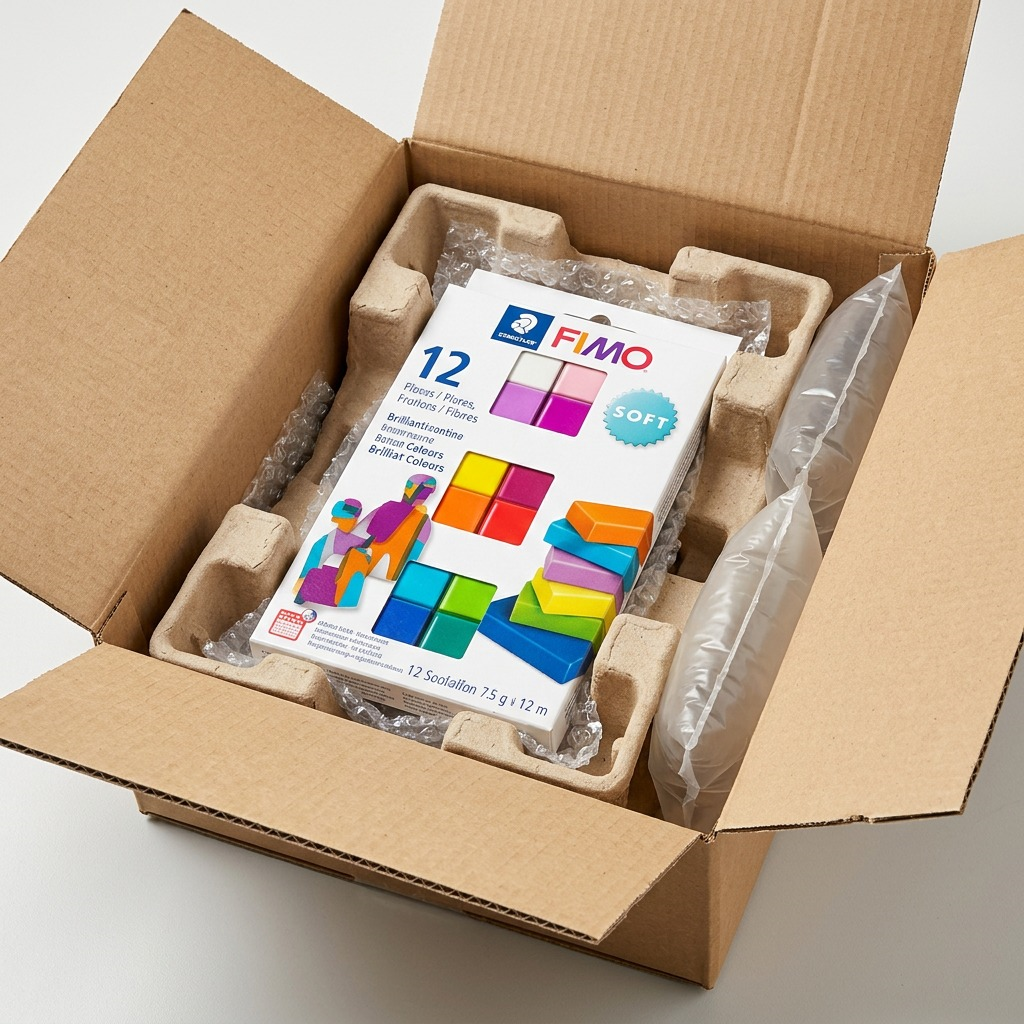 STAEDTLER FIMO Soft clay 12-pack securely in a padded shipping box.