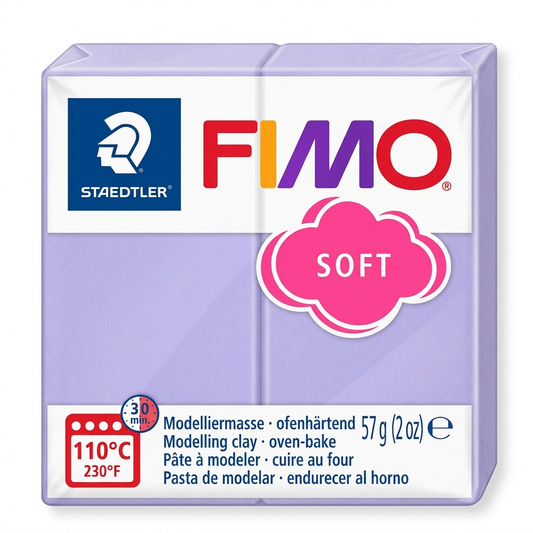 High-resolution hero shot of STAEDTLER Fimo Soft Lilac 57g modeling clay.
