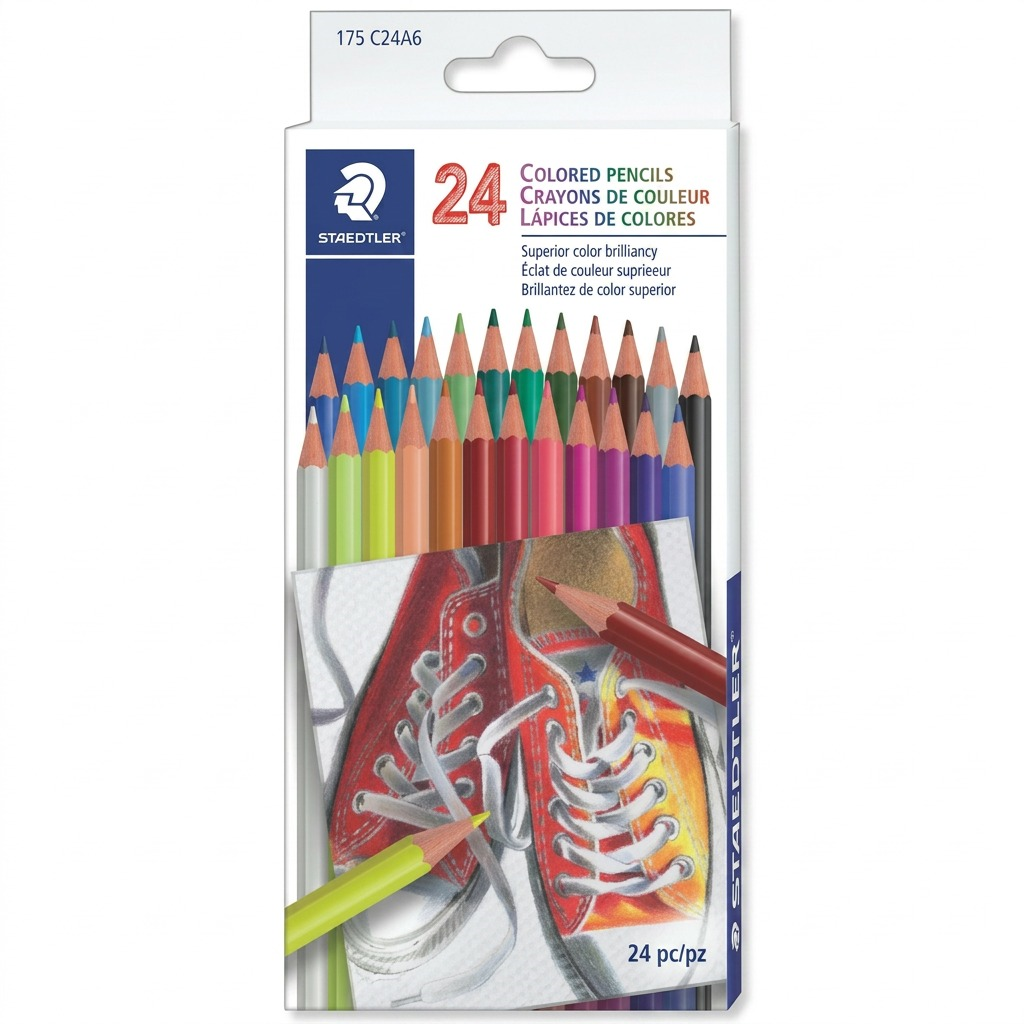 A single STAEDTLER 24-piece colored pencil cardboard box on a pure white background.