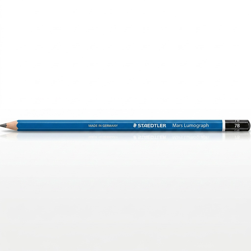 High-resolution hero shot of a single STAEDTLER Mars Lumograph 7B pencil.