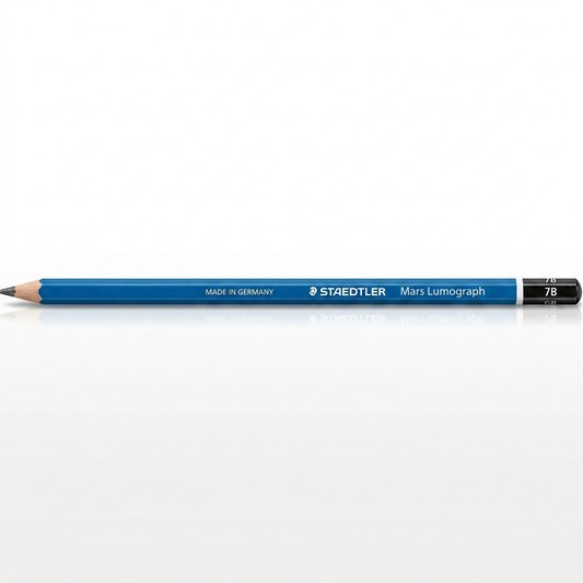 High-resolution hero shot of a single STAEDTLER Mars Lumograph 7B pencil.