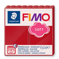 Pure high-resolution hero shot: front view of STAEDTLER Fimo Soft modelling clay, 57g bar in Indian Red.
