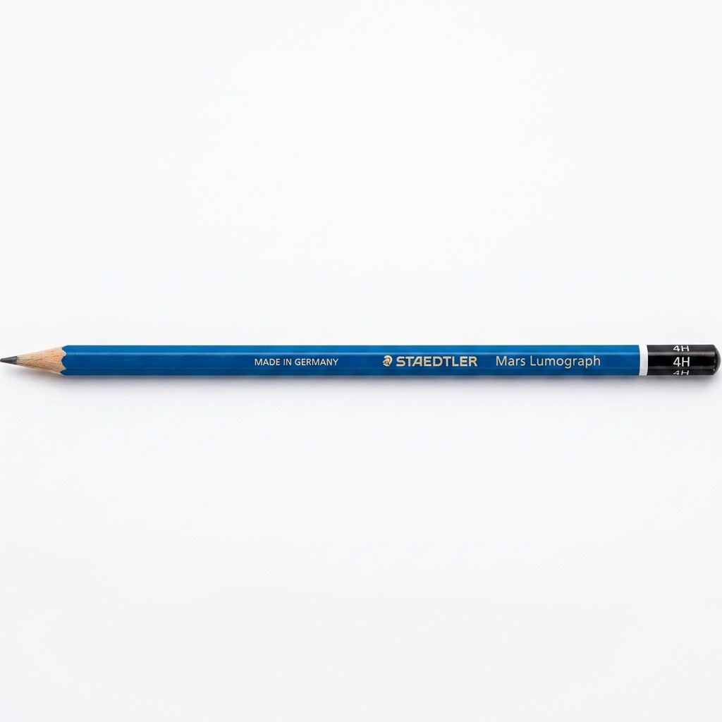 A high-resolution, centered view of the STAEDTLER Mars Lumograph 4H pencil on a crisp white background.
