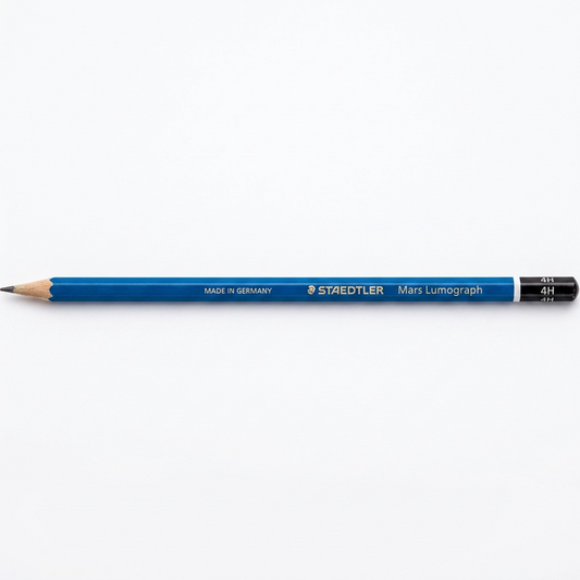 A high-resolution, centered view of the STAEDTLER Mars Lumograph 4H pencil on a crisp white background.