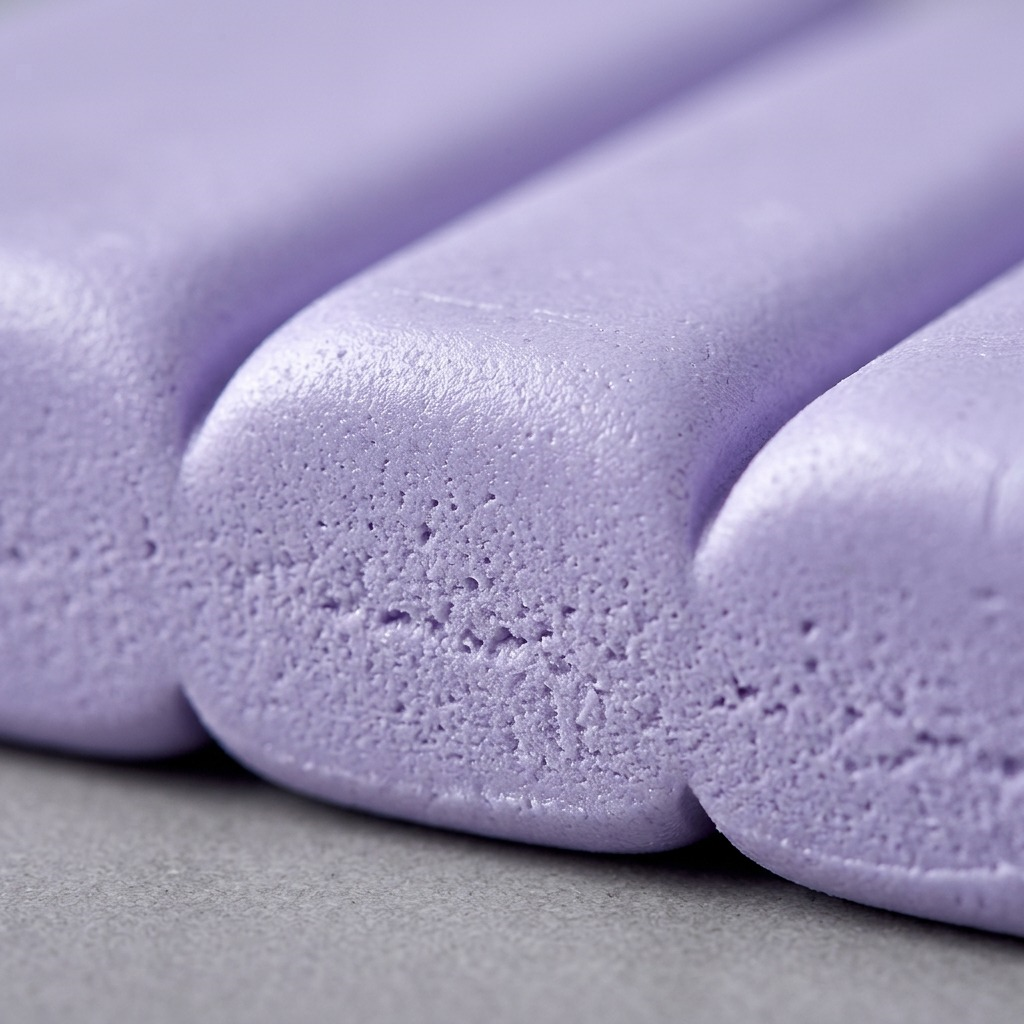 Macro perspective of the Fimo Soft Lilac modelling clay, showcasing its fine surface texture and color.