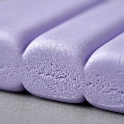Macro perspective of the Fimo Soft Lilac modelling clay, showcasing its fine surface texture and color.