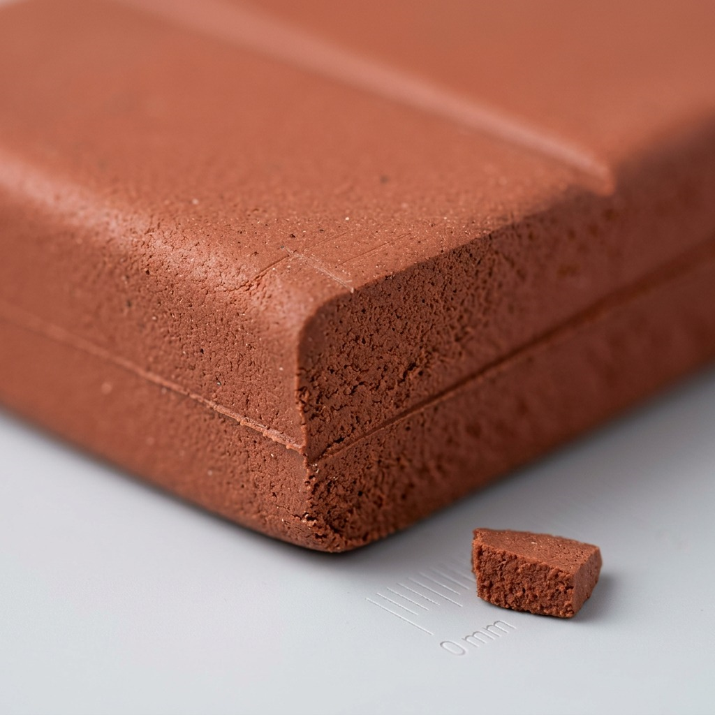 Extreme close-up of STAEDTLER Fimo Professional Terracotta clay texture, 8005-74.