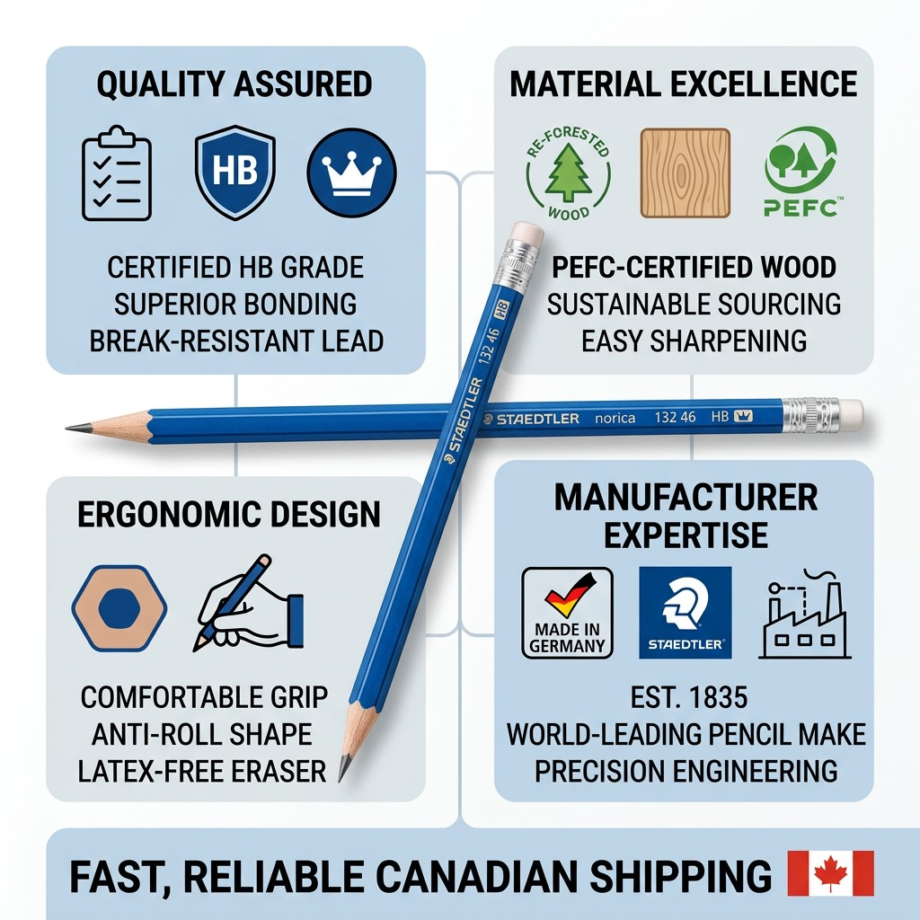 Confidence matrix infographic showcasing the Staedtler Norica pencil with details.