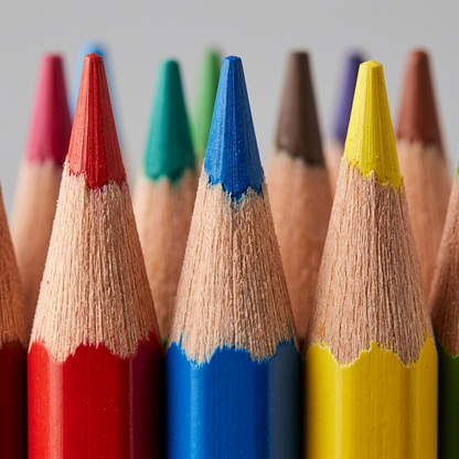 Extreme macro view of STAEDTLER colored pencil leads and wood, highlighting texture and pigment density.