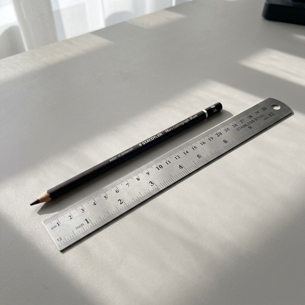 Photo shows STAEDTLER Mars Lumograph Black 8B pencil next to a ruler for scale.