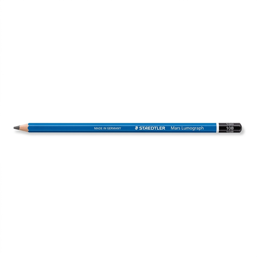 STAEDTLER Mars Lumograph 10B pencil hero shot on pure white background, showcasing all product details and markings.