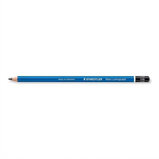 STAEDTLER Mars Lumograph 10B pencil hero shot on pure white background, showcasing all product details and markings.
