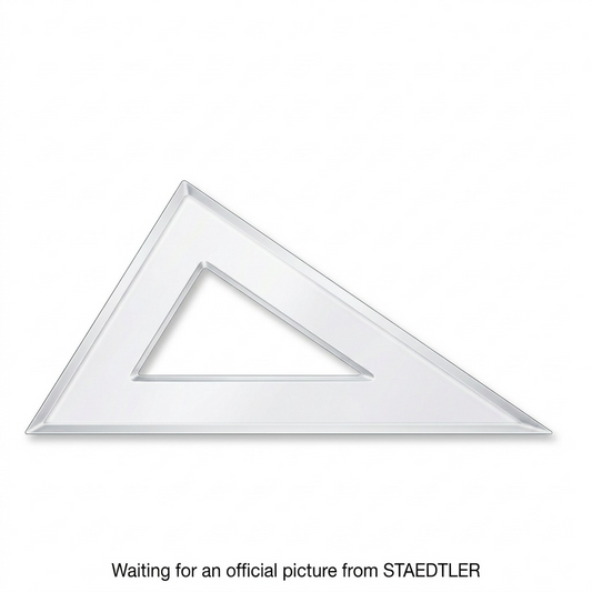A centered, high-resolution product photograph of the clear 12-inch Staedtler 30/60 degree set square on a pure white background.