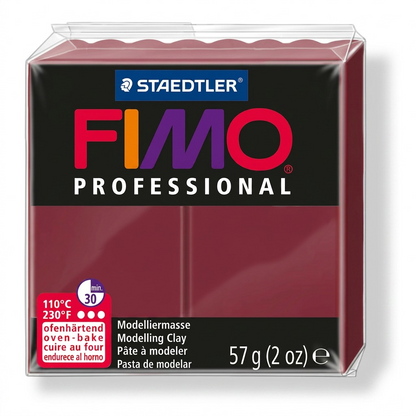 A pure high-resolution hero shot of STAEDTLER FIMO Professional Bordeaux 57g modeling clay.