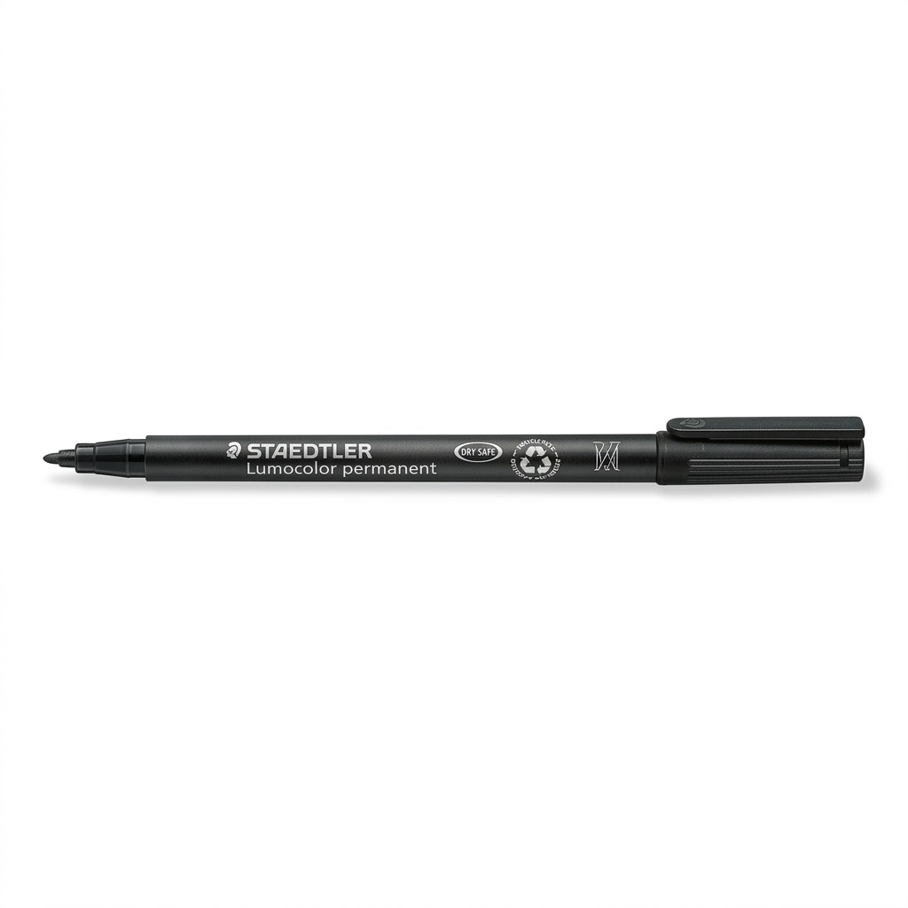 A high-resolution product shot of the black STAEDTLER Lumocolor permanent marker.