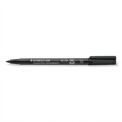 A high-resolution product shot of the black STAEDTLER Lumocolor permanent marker.