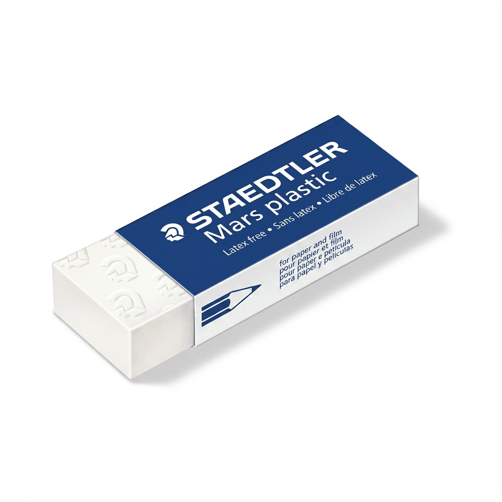 STAEDTLER Mars plastic eraser - classic blue wrapped. Pure hero shot.
