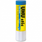 A high-resolution, centered image of a single 21g UHU stic Magic Blue glue stick against a pure white background. The product's yellow tube, blue cap, and white base are in a sharp, realistic focus with clean, natural lighting and a subtle shadow. The UHU stic logo and product details are clearly.