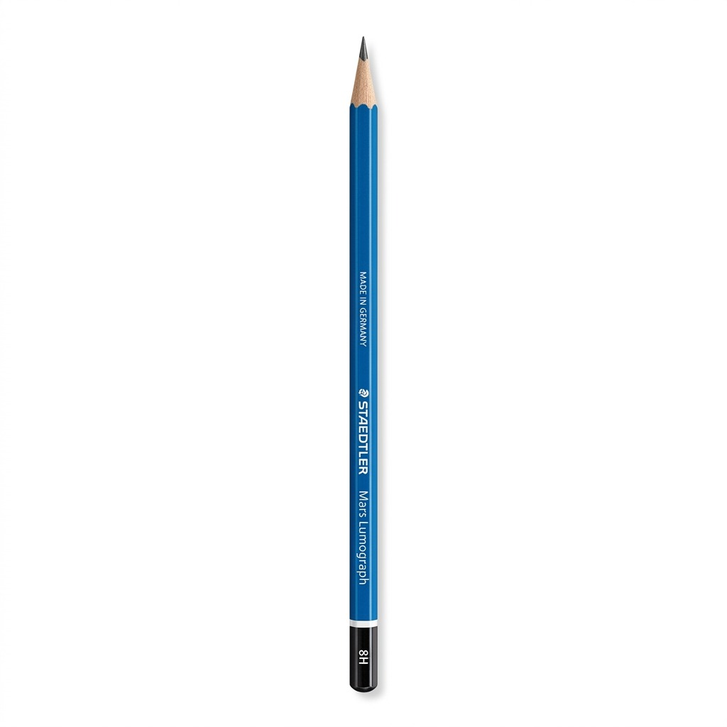 A clean, high-resolution hero image of a single STAEDTLER Mars Lumograph 8H pencil, centered vertically on a pure white background, with all details and markings clearly visible.