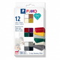 A high-resolution product shot of the FIMO Soft & Effect 12-color variety pack, as seen in image_0.png, centered against a pure white background. The full colorful packaging is visible.