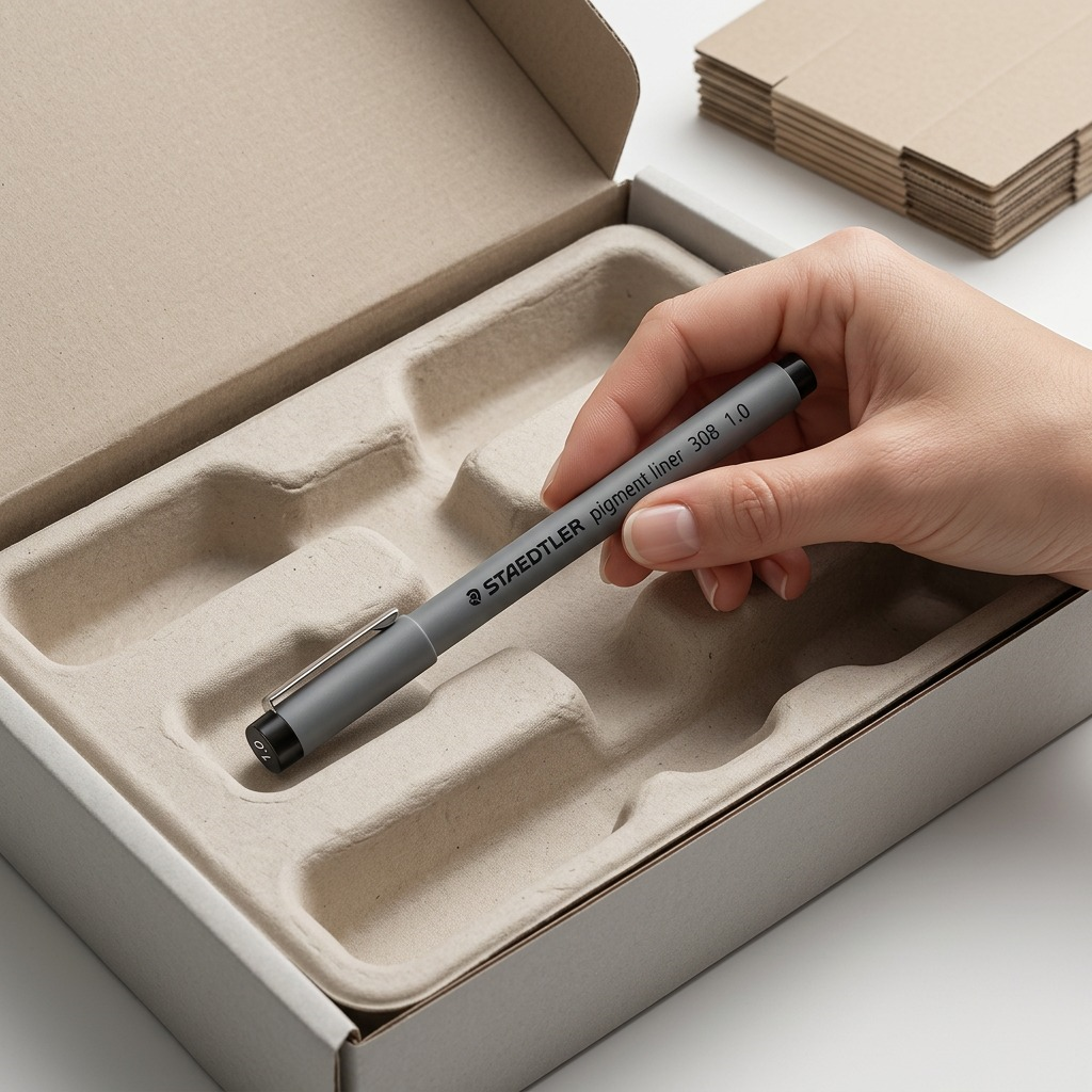 Unboxing a STAEDTLER Fineliner Pigment Liner 1,0Mm in its secure protective packaging.