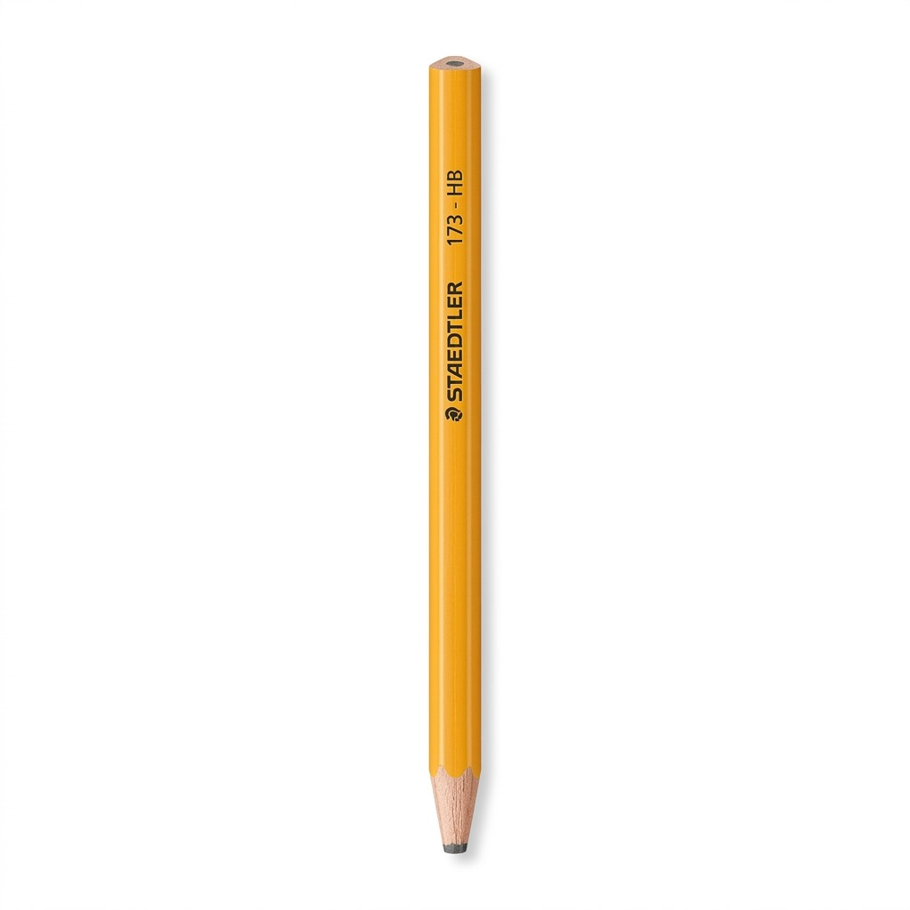 A crisp, canonical pencil: yellow, unsharpened, triangular, clearly displaying the STAEDTLER logo.