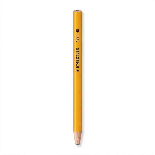 A crisp, canonical pencil: yellow, unsharpened, triangular, clearly displaying the STAEDTLER logo.