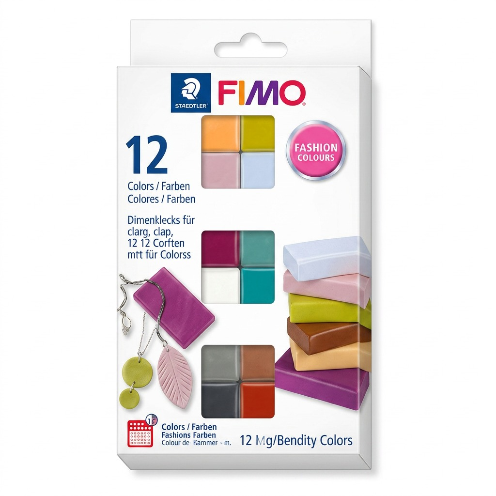 STAEDTLER Fimo Soft Fashion Colours 12 Color Pack - pure high-resolution hero shot.