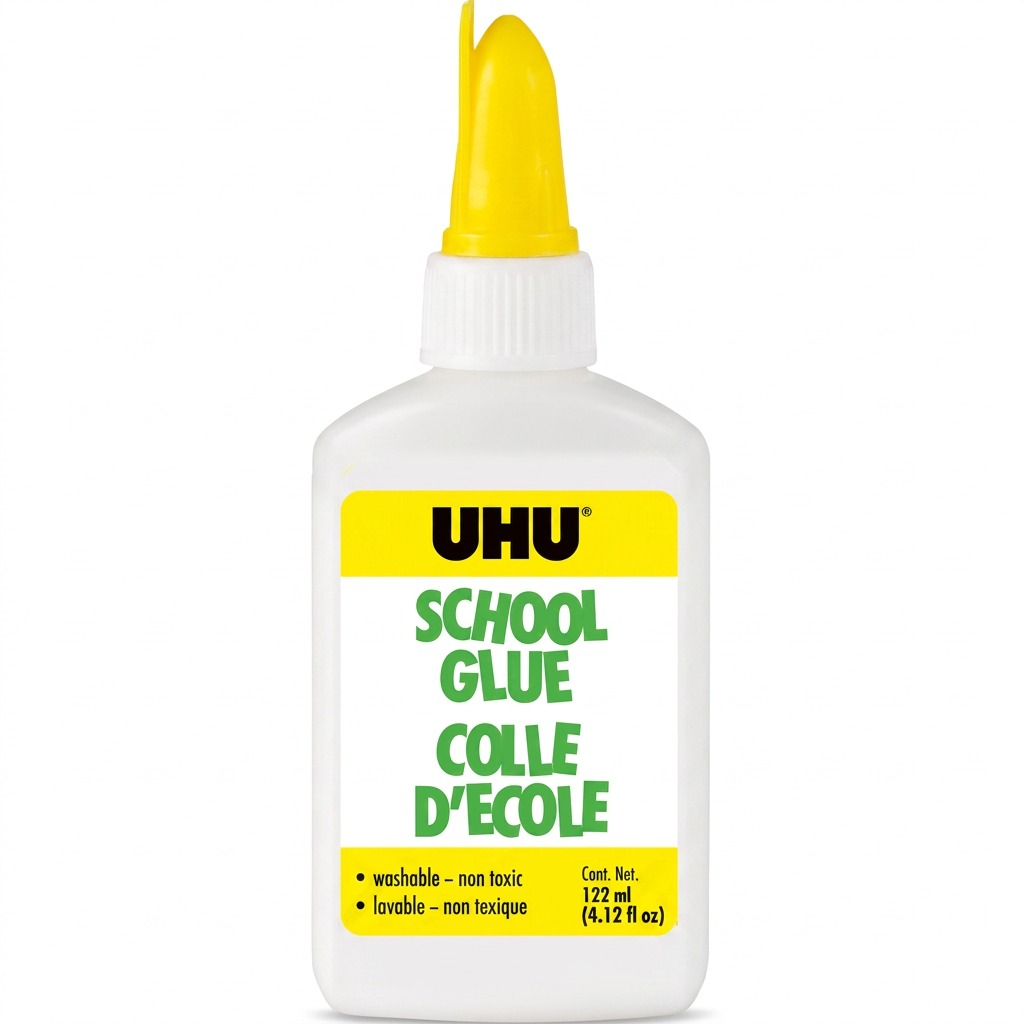 A pure, high-resolution hero image of the UHU School Glue bottle against a white background.