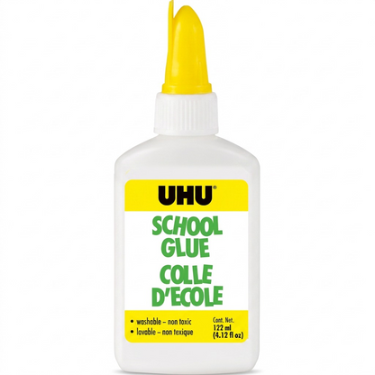 A pure, high-resolution hero image of the UHU School Glue bottle against a white background.