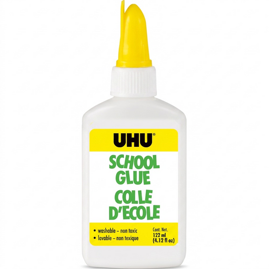 A pure, high-resolution hero image of the UHU School Glue bottle against a white background.