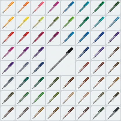 Matrix showing the same black 0.3mm fineliner and multiple other color variants in a grid.