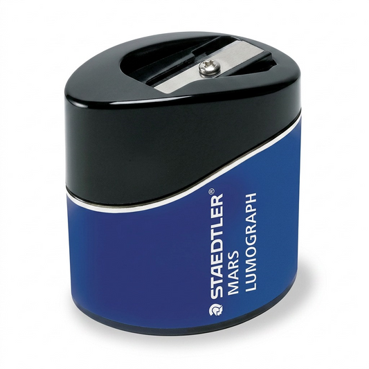 A high-resolution product shot of the STAEDTLER Mars Lumograph oval sharpener.
