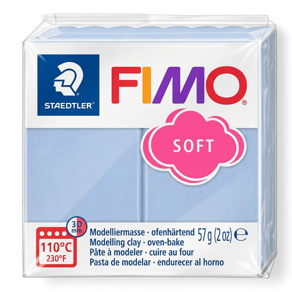 STAEDTLER Fimo Soft Morning Breeze modeling clay (57g block) in clear packaging with red Fimo logo on a clean white background.