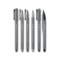 A pure high-resolution hero shot showing six grey and black STAEDTLER Pigment Arts Soft Brush markers.