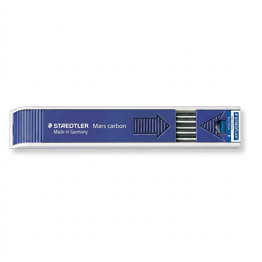A high-resolution product shot of the STAEDTLER Mars carbon 2mm B lead refill case.