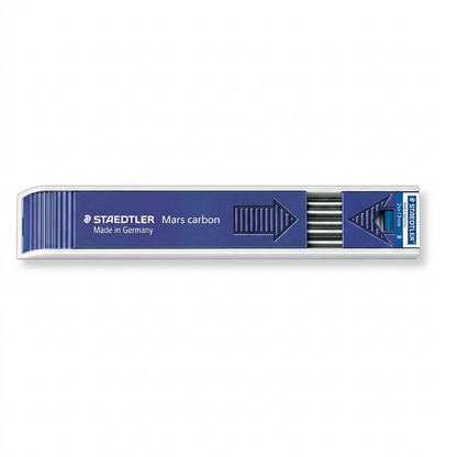 A high-resolution product shot of the STAEDTLER Mars carbon 2mm B lead refill case.