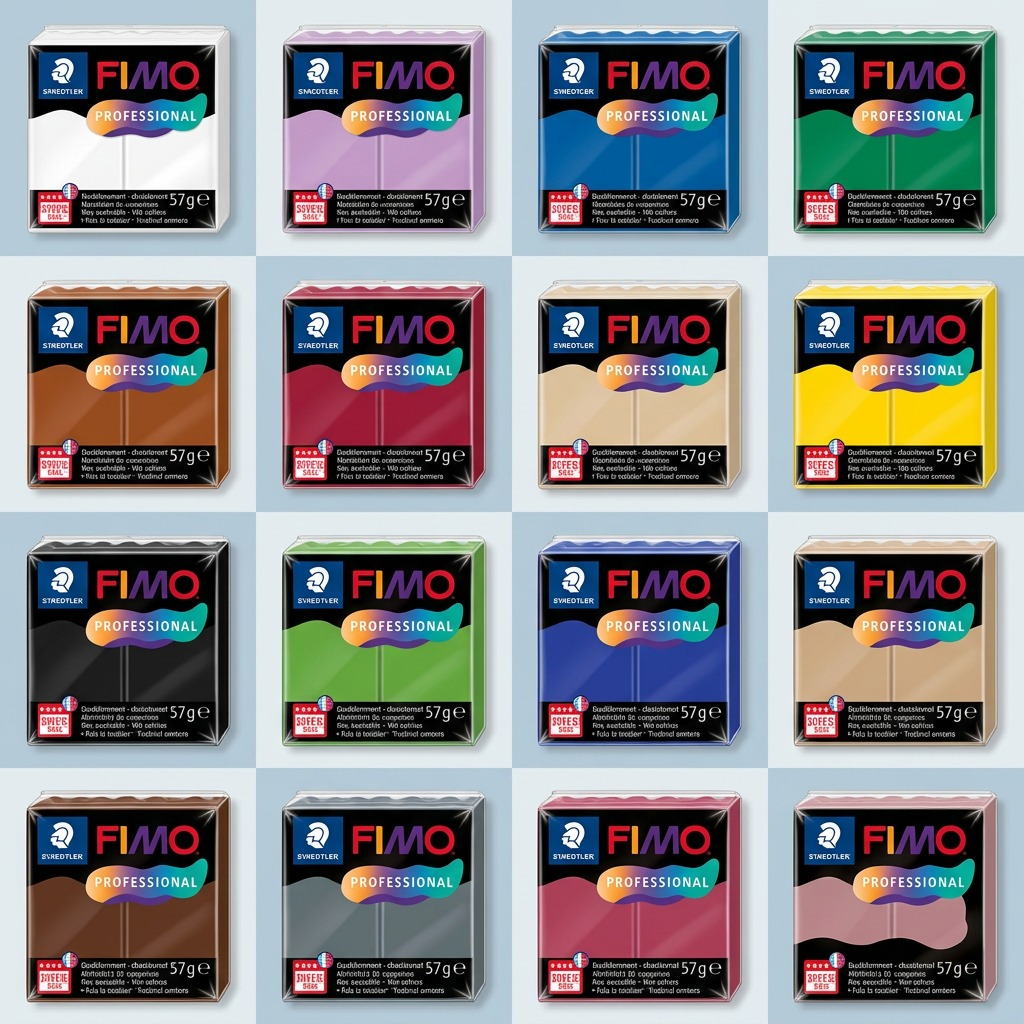 An ecommerce product configuration matrix for FIMO Professional modelling clay showing multiple color options.