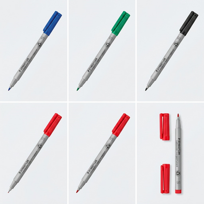A functional product matrix displaying verified color variants (Blue, Green, Black) and tip sizes.