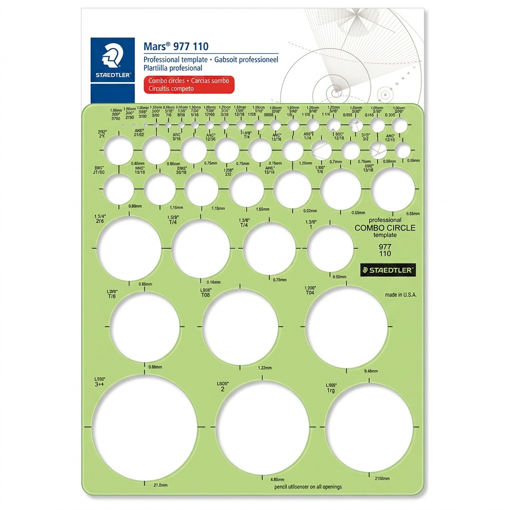 High-resolution, centered hero shot of the STAEDTLER Mars 977 110-02 circle template.