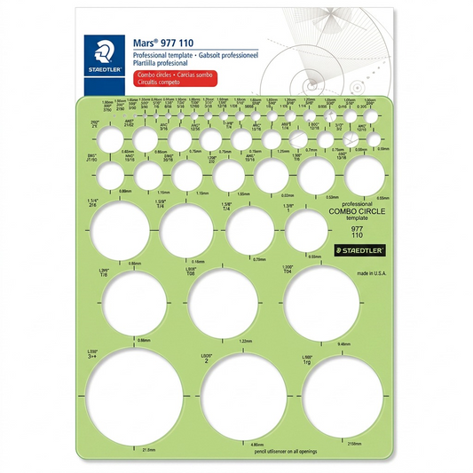 High-resolution, centered hero shot of the STAEDTLER Mars 977 110-02 circle template.