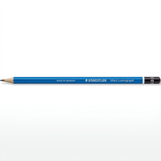A high-resolution ecommerce hero shot of a single STAEDTLER Mars Lumograph 4B pencil.