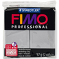 High-resolution hero shot of STAEDTLER FIMO Professional Dolphin Gray modeling clay block on white background.