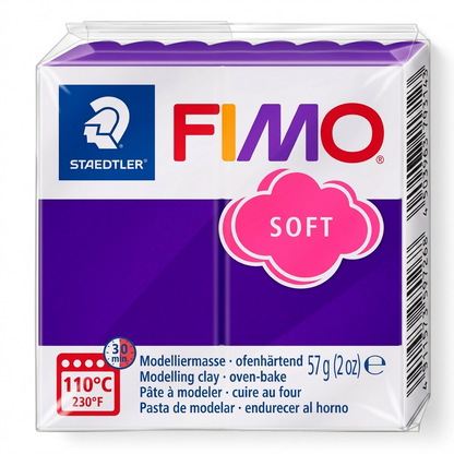 Pure high-resolution hero shot: STAEDTLER Fimo Soft Plum (8020-63) modelling clay block.