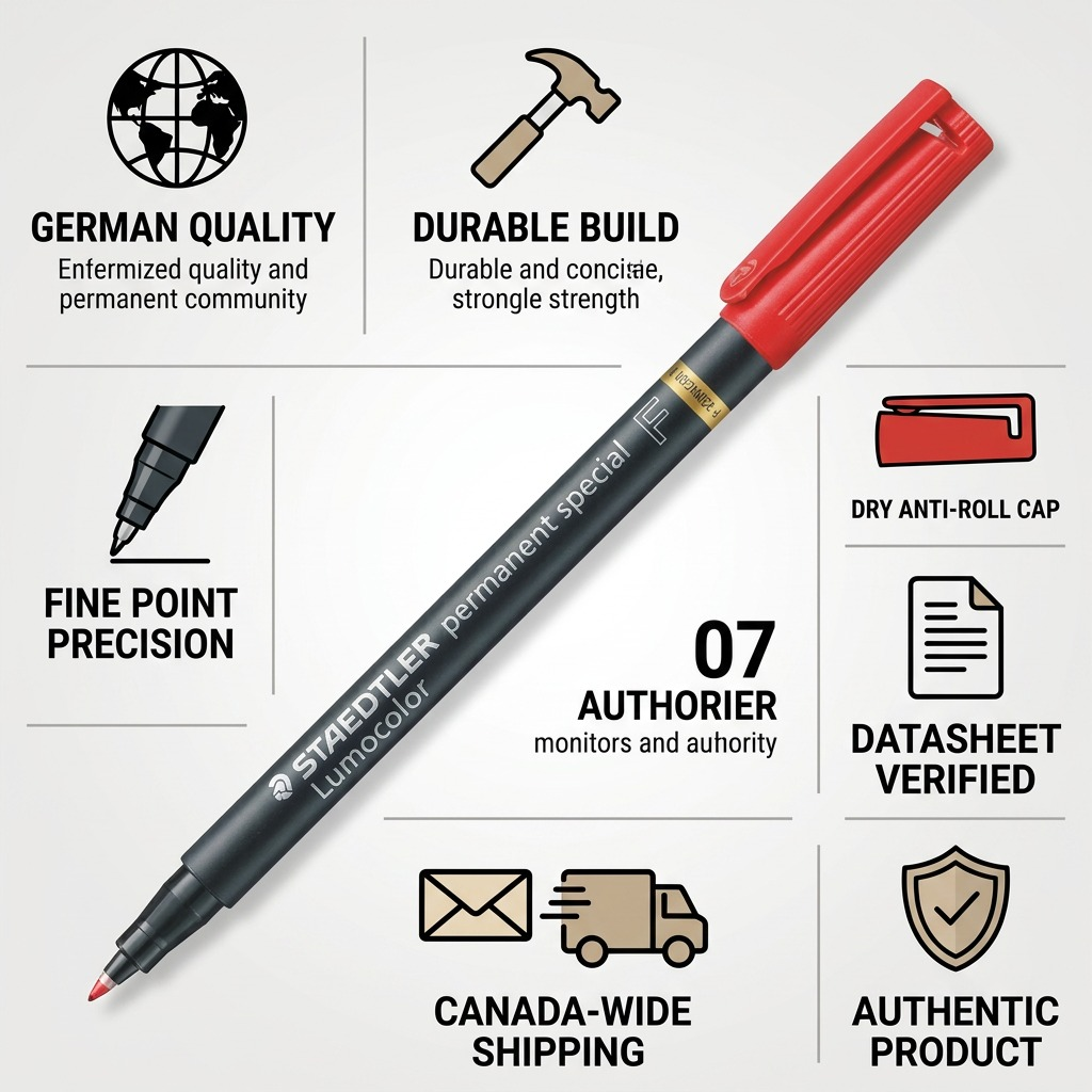 PDP trust and authority infographic template for STAEDTLER permanent special marker with icons.