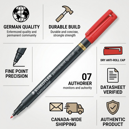 PDP trust and authority infographic template for STAEDTLER permanent special marker with icons.