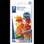 A pure, high-resolution ecommerce hero shot of the STAEDTLER 2420-C12-07 12-pack of oil pastels as shown in its original packaging, centered with clean edges on a pure white background.