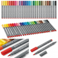 A set of three high-resolution images: the full 36-pen collection, a focused overview of tips and color range, and a macro shot highlighting the brush and fineliner options.