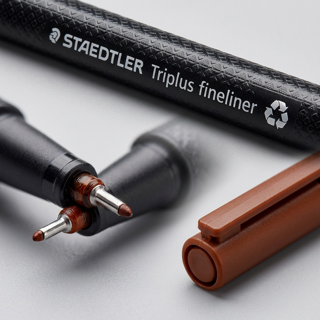 Macro photograph focusing on the textured barrel, STAEDTLER text, and writing tip.